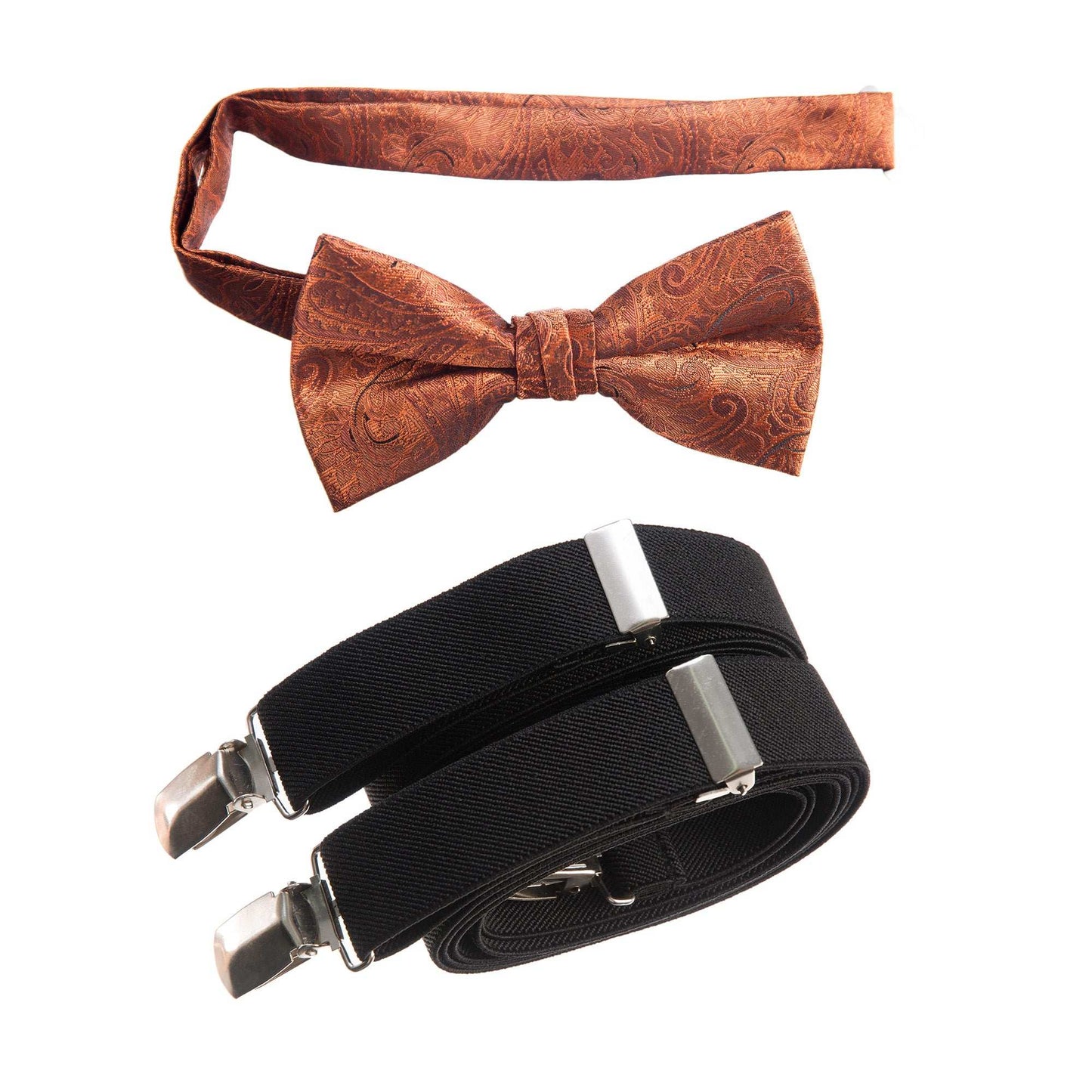 Self Tie Bow Tie Paisley Jacquard and Adjustable Stretch Suspender Sets