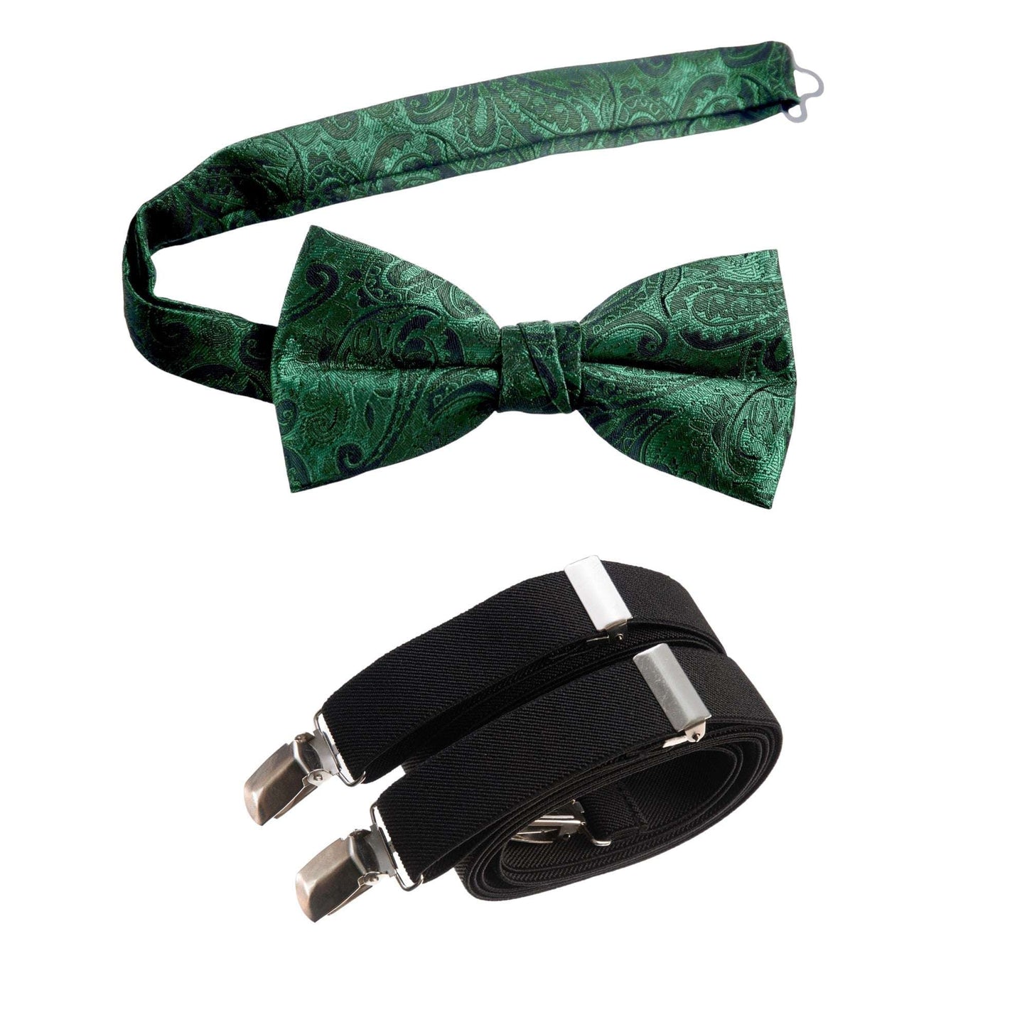 Self Tie Bow Tie Paisley Jacquard and Adjustable Stretch Suspender Sets