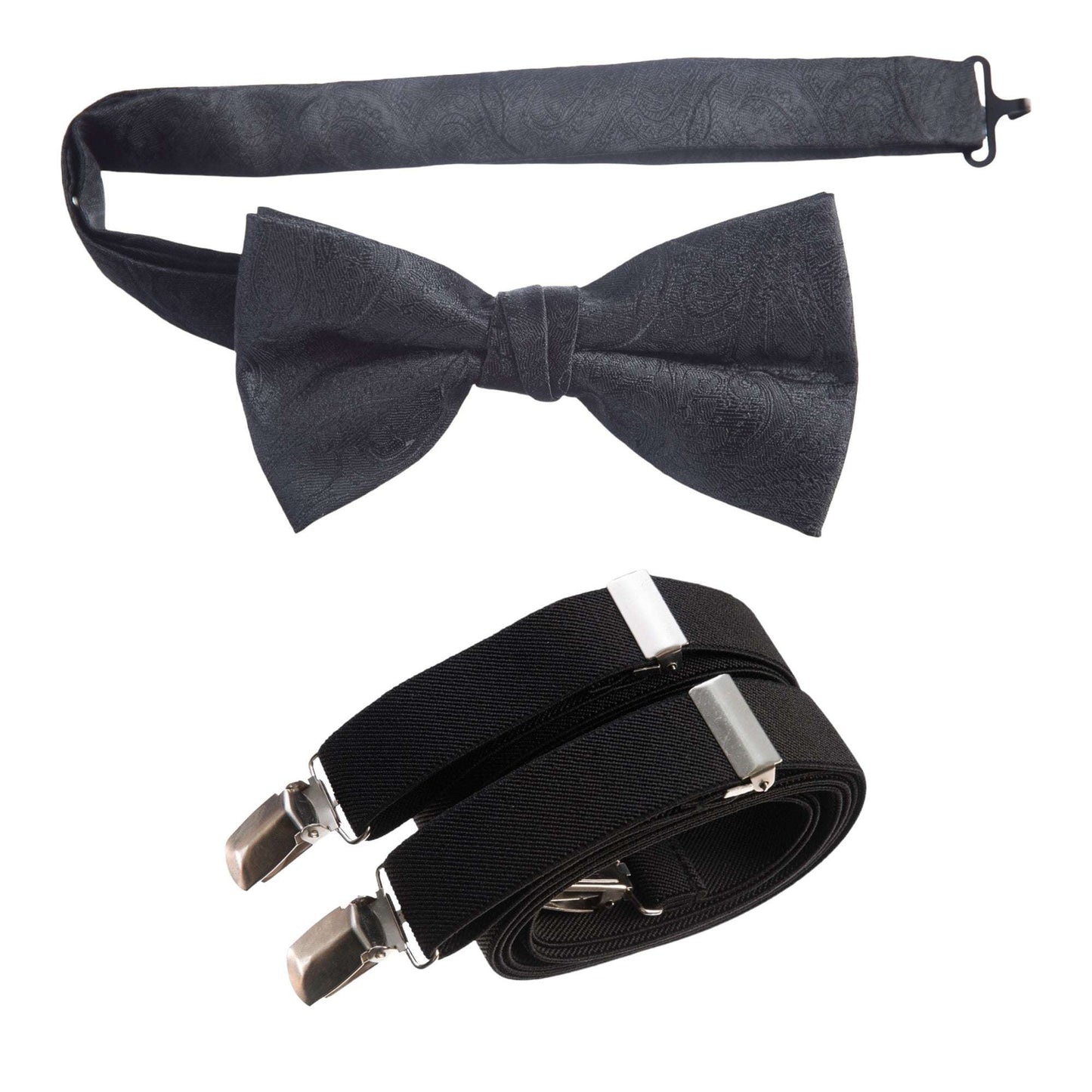 Self Tie Bow Tie Paisley Jacquard and Adjustable Stretch Suspender Sets