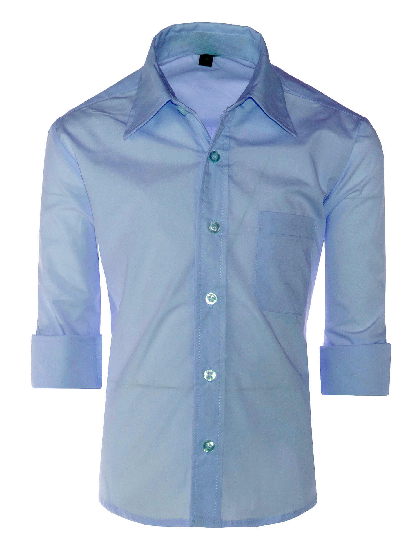 Boys Slim Fit Long Sleeve Dress Shirt – Aiden, Button-Front, Chest Pocket, Adjustable Cuffs, Available in 10 Colors, Sizes 2-18