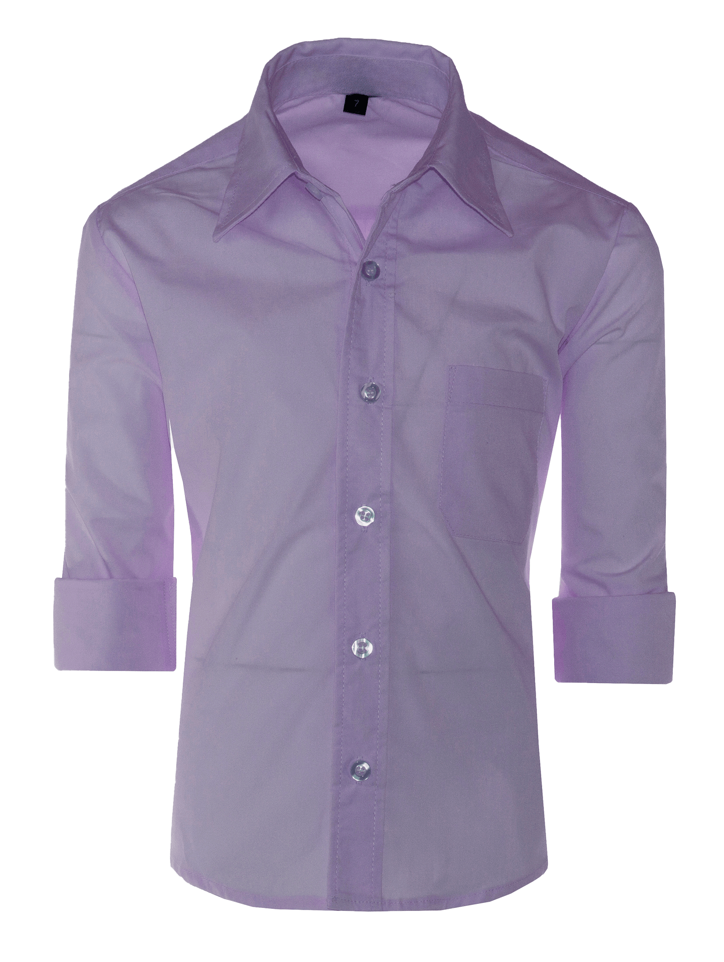 Boys Slim Fit Long Sleeve Dress Shirt – Aiden, Button-Front, Chest Pocket, Adjustable Cuffs, Available in 10 Colors, Sizes 2-18