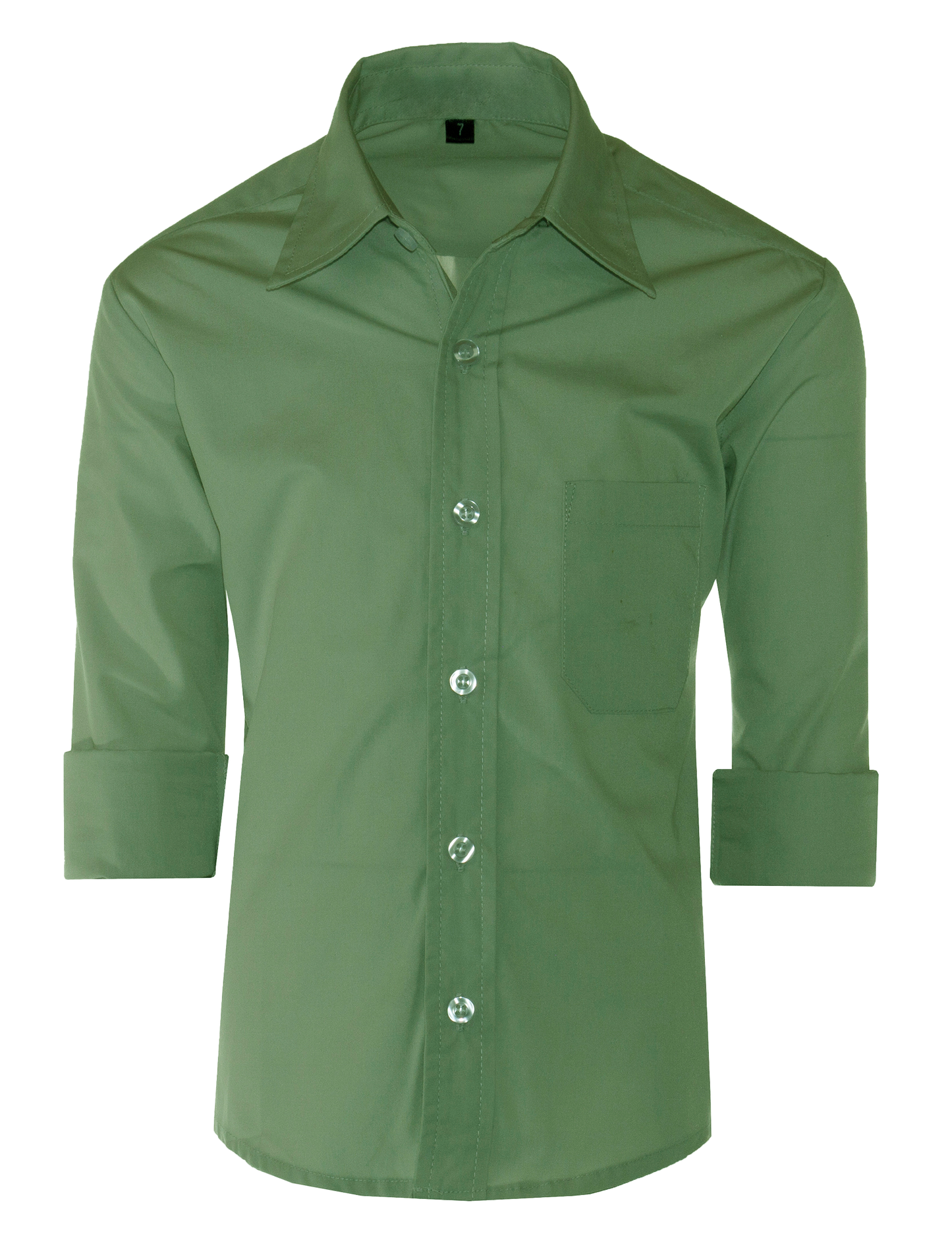 Boys Slim Fit Long Sleeve Dress Shirt – Aiden, Button-Front, Chest Pocket, Adjustable Cuffs, Available in 10 Colors, Sizes 2-18