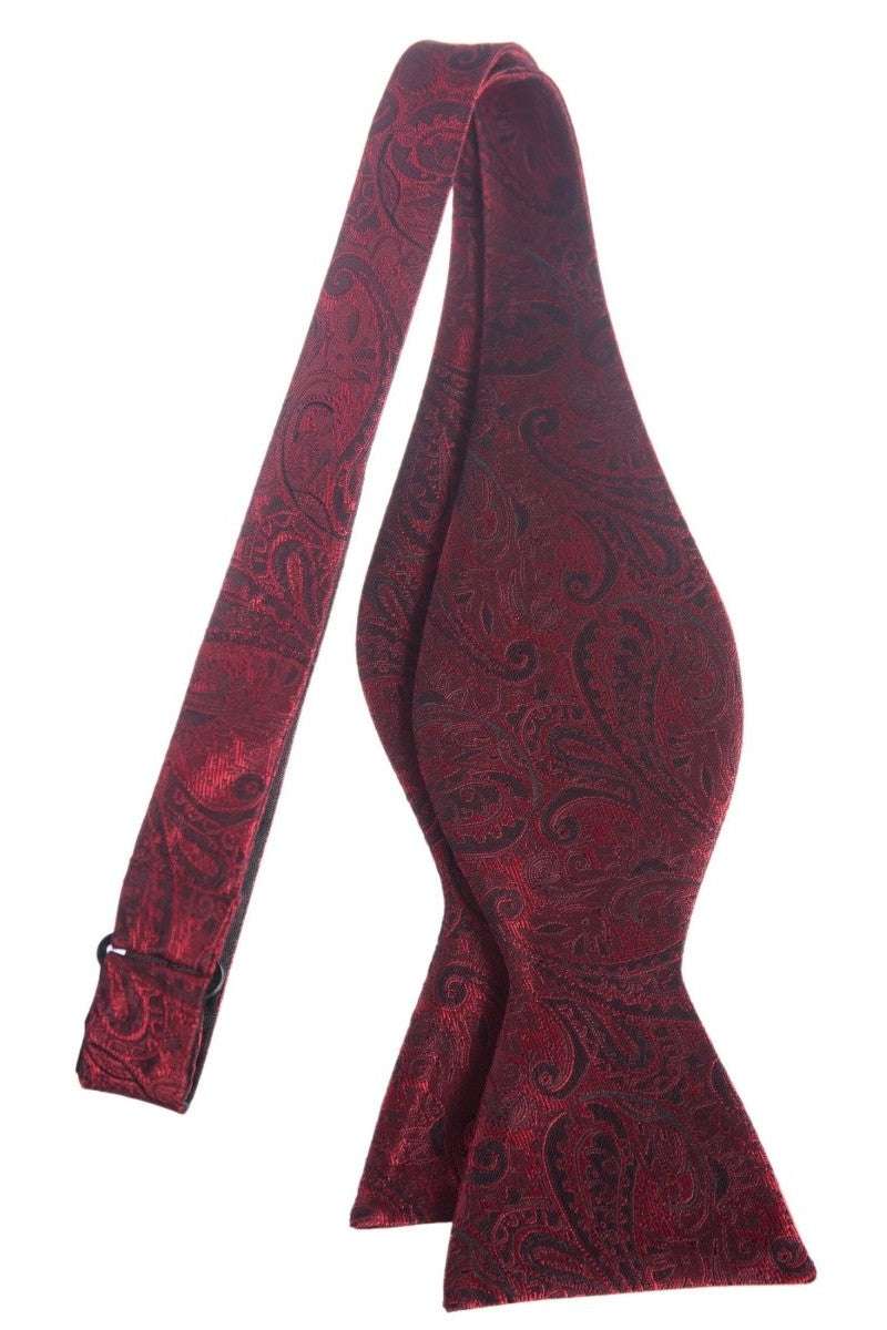 Self Tie Bow Tie with Adjustable Neck Strap of Paisley Jacquard