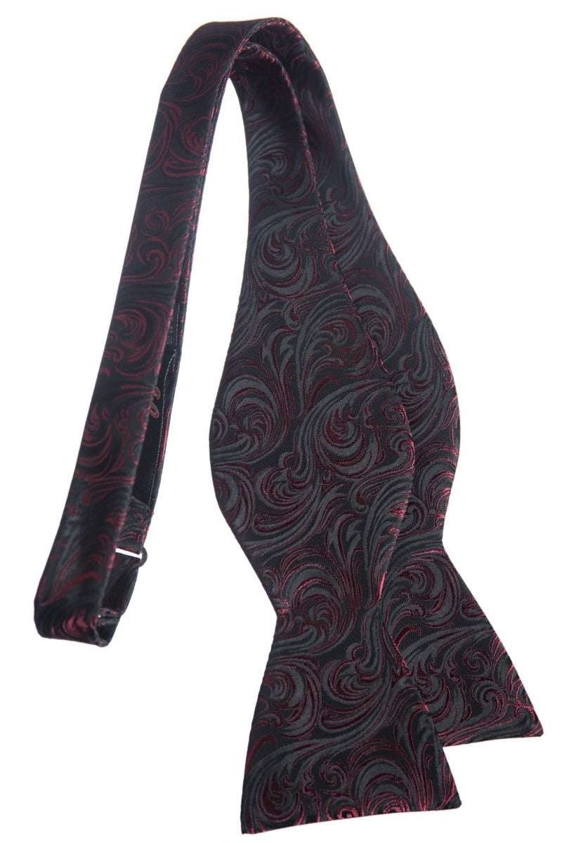 Self Tie Bow Tie with Adjustable Neck Strap of Paisley Jacquard