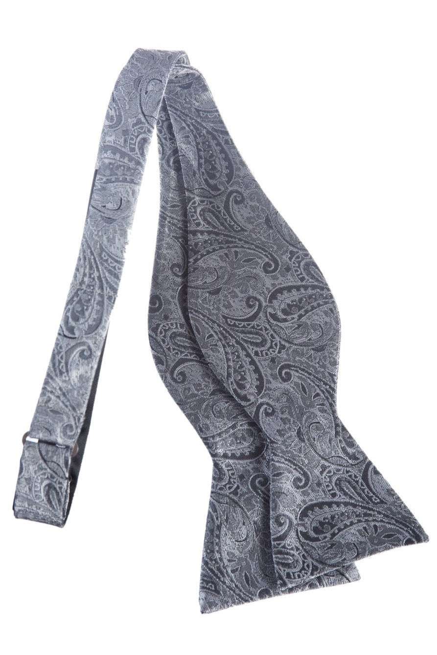 Self Tie Bow Tie with Adjustable Neck Strap of Paisley Jacquard