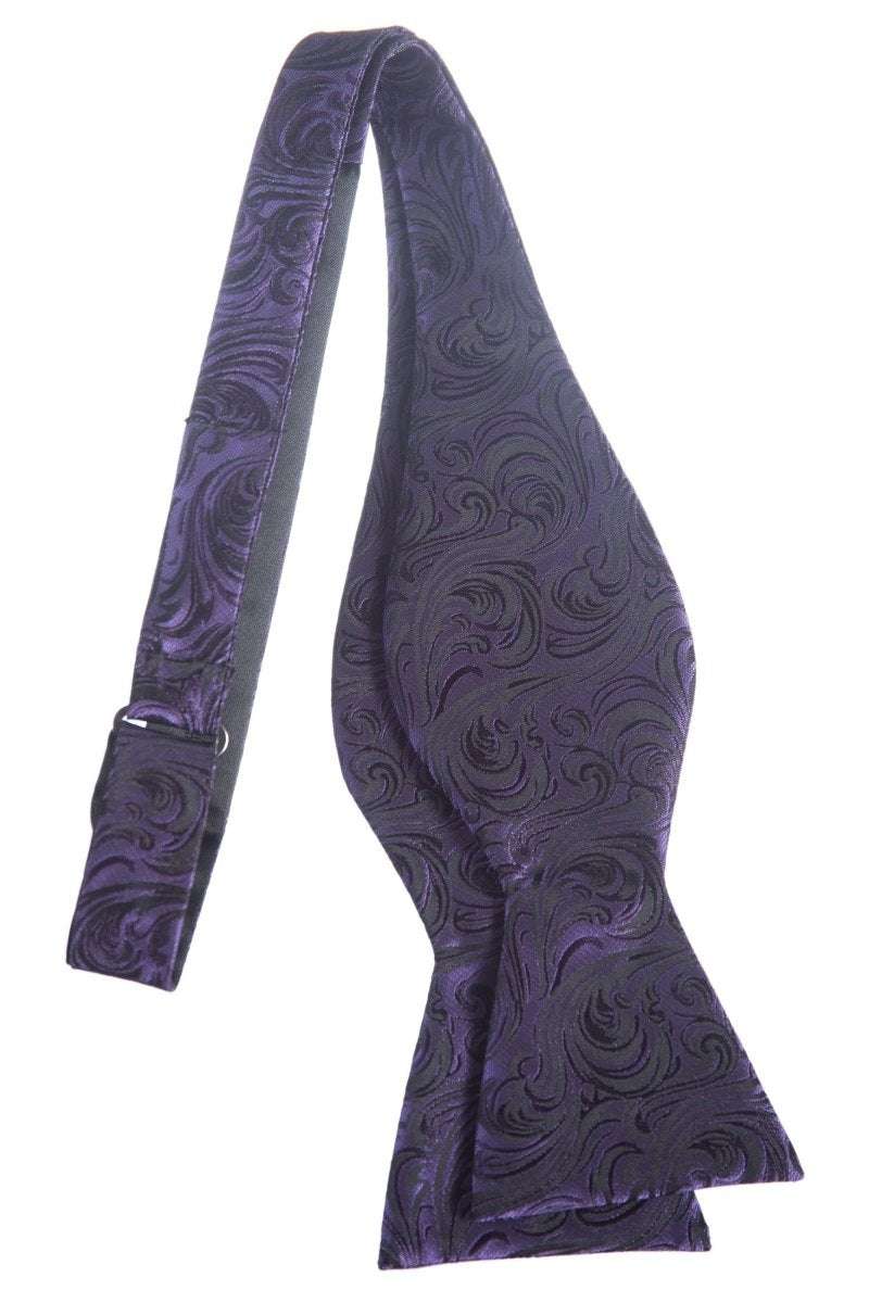 Self Tie Bow Tie with Adjustable Neck Strap of Paisley Jacquard