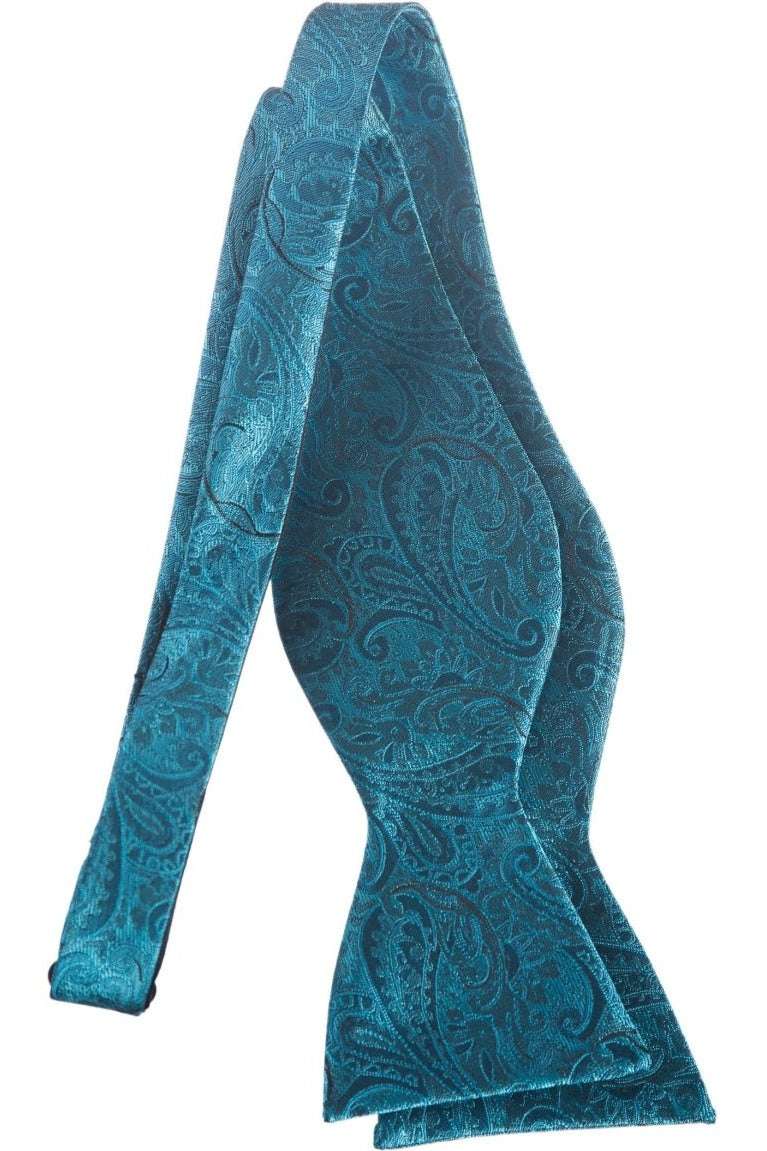 Self Tie Bow Tie with Adjustable Neck Strap of Paisley Jacquard