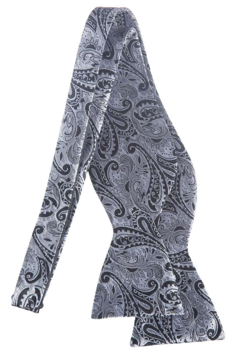 Self Tie Bow Tie with Adjustable Neck Strap of Paisley Jacquard