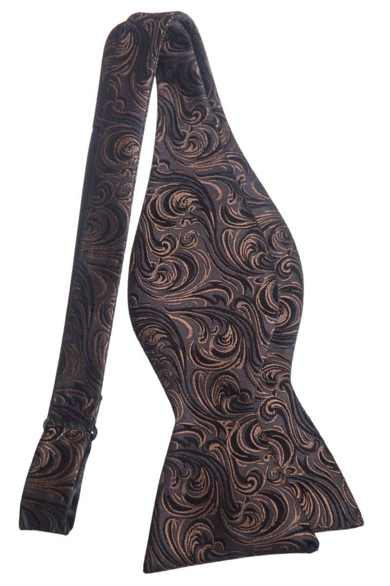 Self Tie Bow Tie with Adjustable Neck Strap of Paisley Jacquard