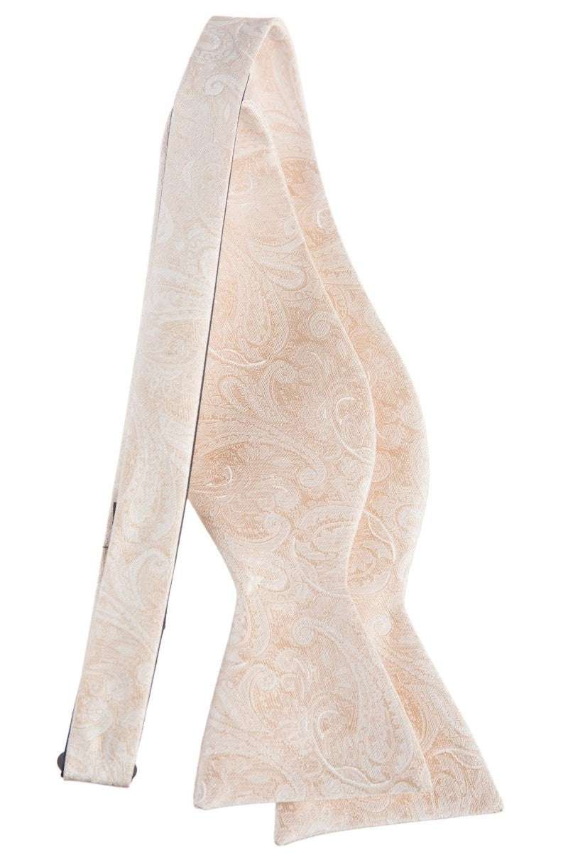 Self Tie Bow Tie with Adjustable Neck Strap of Paisley Jacquard