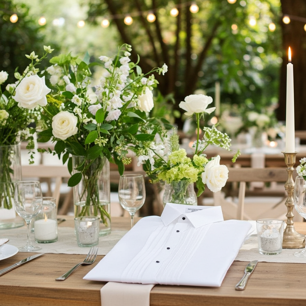 Men's Slim Fit Microfiber Tuxedo Shirts - Plain Front