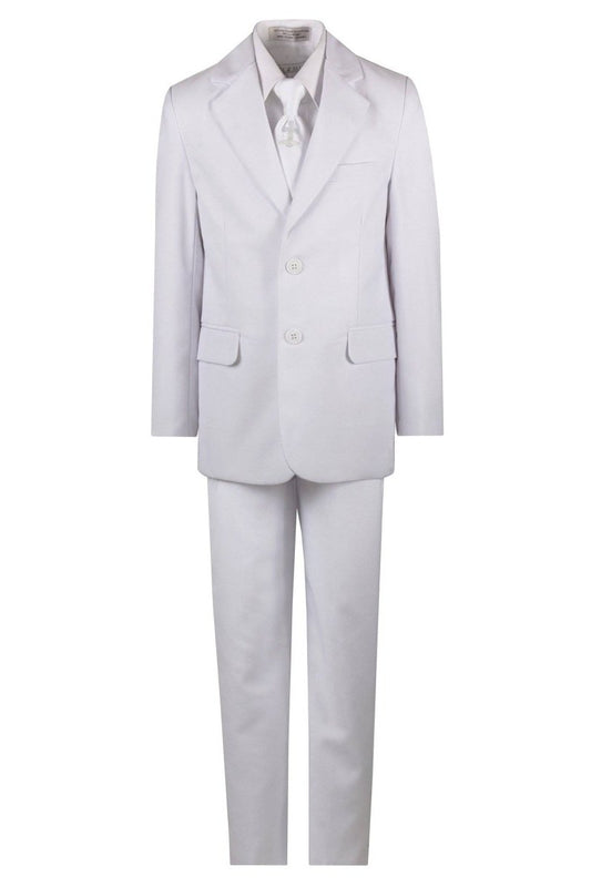 Boys Slim Fit Suit with Communion Cross Neck Tie and Suspenders