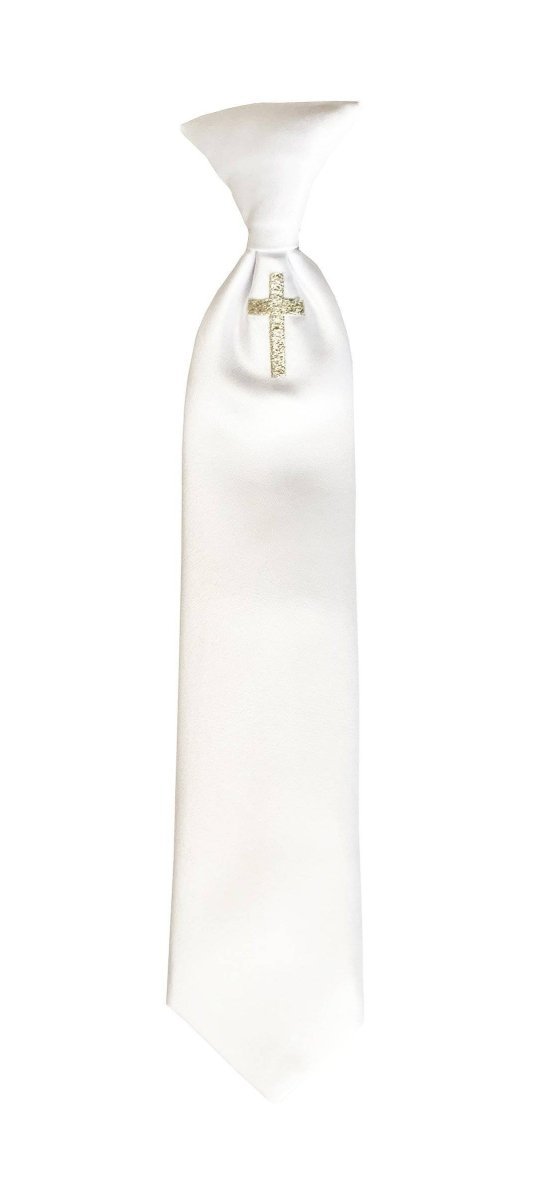 Necktie Embroidery Religious Cross for Boys First Holy Communion - Tuxgear
