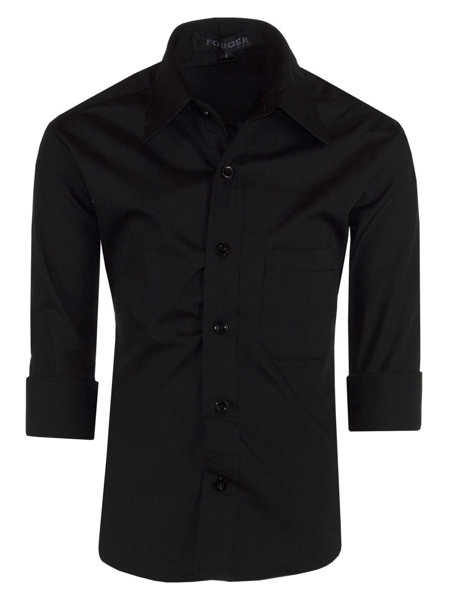 Boys Slim Fit Long Sleeve Dress Shirt – Aiden, Button-Front, Chest Pocket, Adjustable Cuffs, Available in 10 Colors, Sizes 2-18