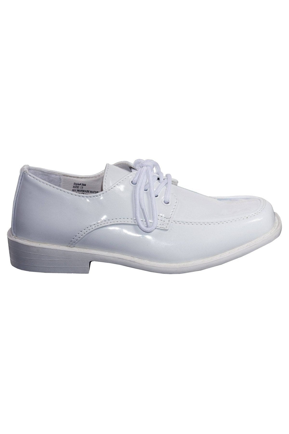 Tuxgear Boys White or Black Square Toe Patent Leather Shiny Tuxedo Shoes Communion and Weddings