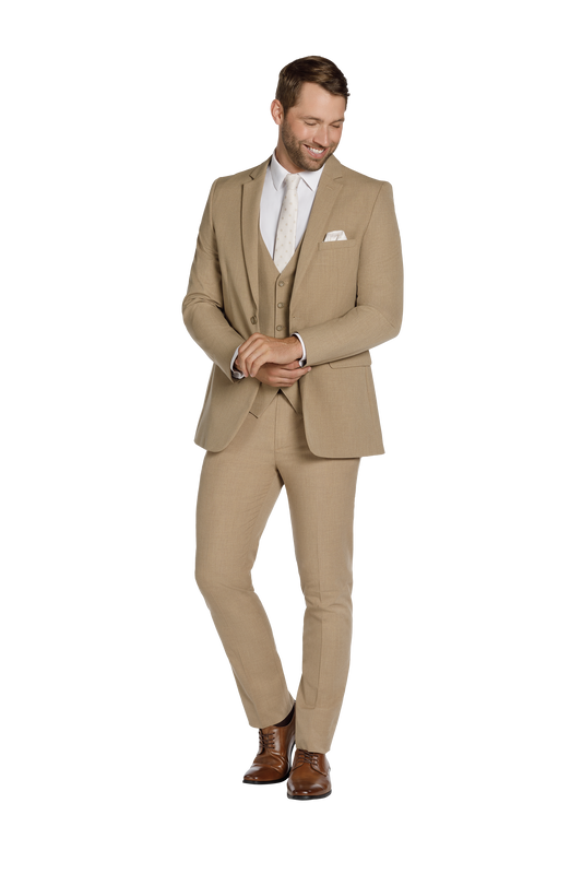"The Metro" Men's Slim Fit Camel 3 Piece Suit