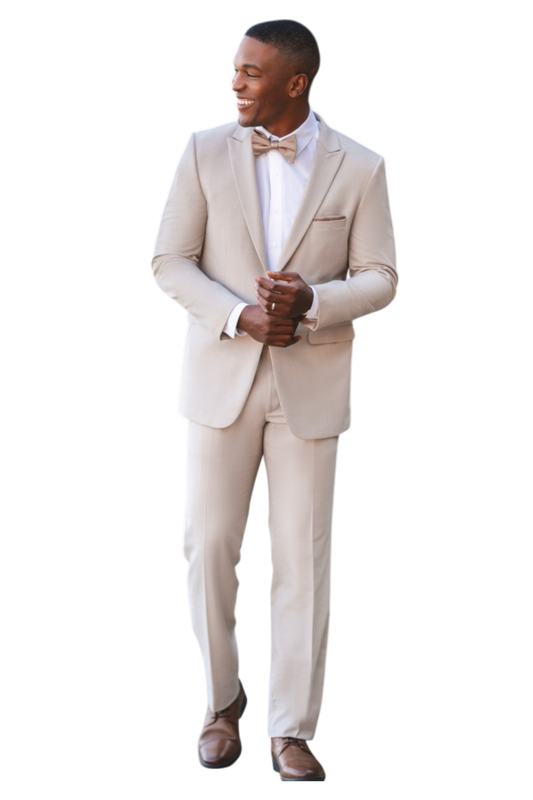 Men's Slim Fit Desert Tan 3 Piece Peak 1 Button Suit