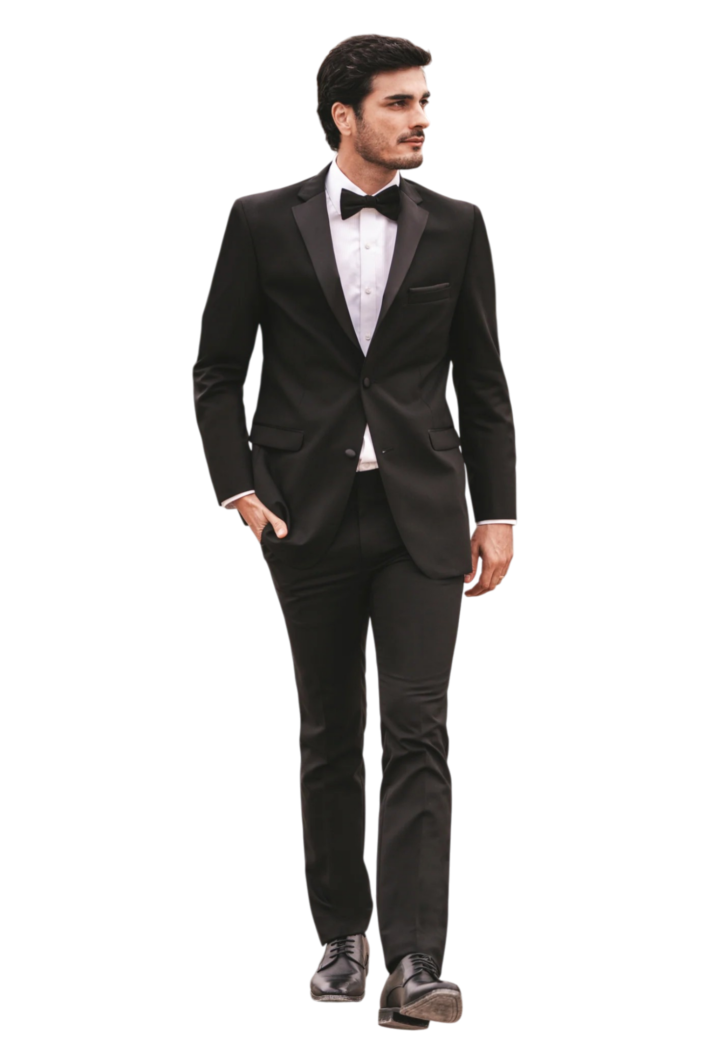 "The Essentials" Men's Slim Fit Black 3 Piece 2 Button Notch Tuxedo