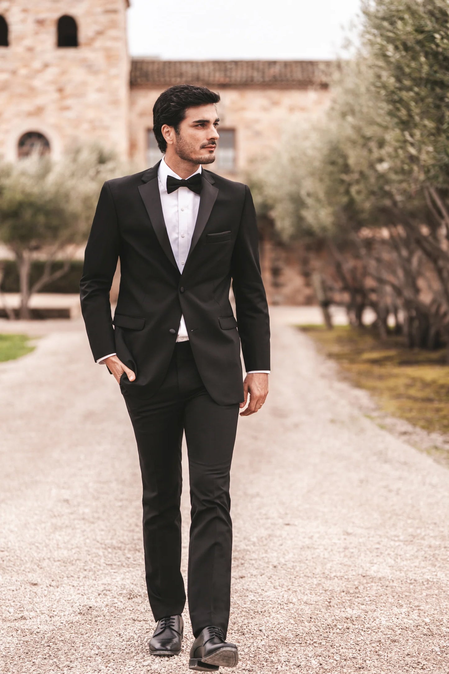 "The Essentials" Men's Slim Fit Black 3 Piece 2 Button Notch Tuxedo