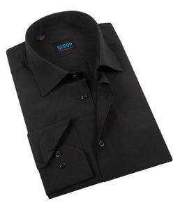 Men's Black Solid Slim Fit Dress Shirt