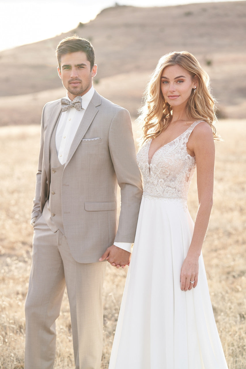 "The Brunswick" Men's Slim Fit Sand 3 Piece Suit