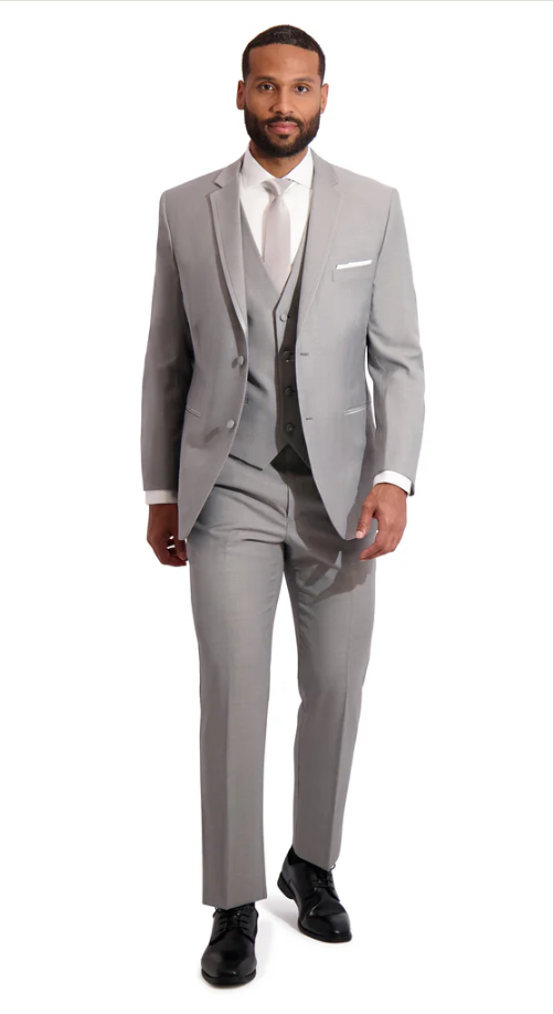 "The Lennox" Men's Slim Fit Light Grey 3 Piece Tuxedo