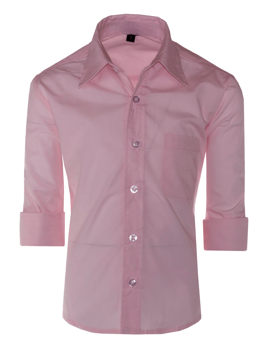 Boys Slim Fit Long Sleeve Dress Shirt – Button - Front, Chest Pocket, Adjustable Cuffs, Available in 10 Colors, Sizes 2 - 18 - Tuxgear