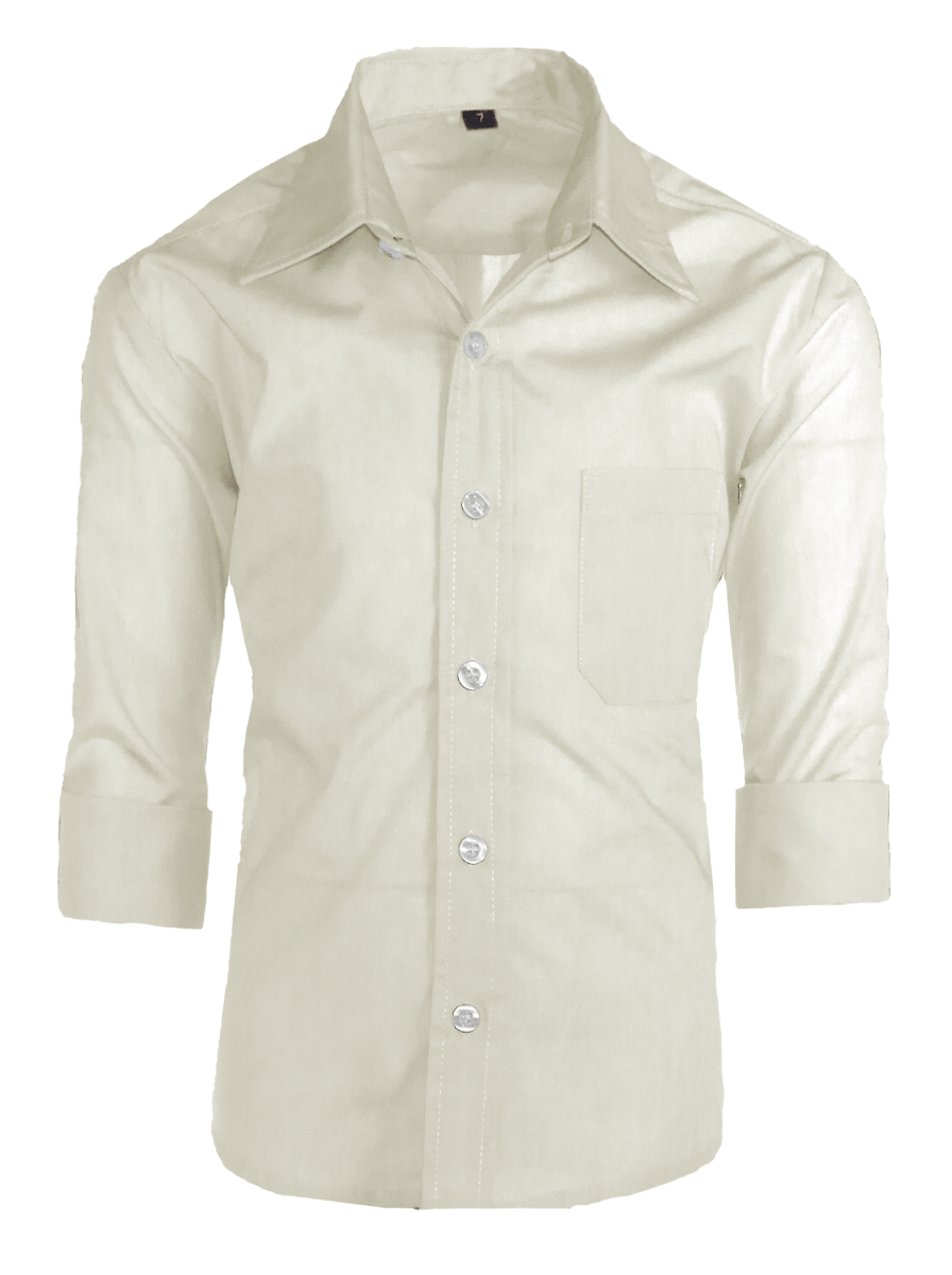 Boys Slim Fit Long Sleeve Dress Shirt – Button - Front, Chest Pocket, Adjustable Cuffs, Available in 10 Colors, Sizes 2 - 18 - Tuxgear
