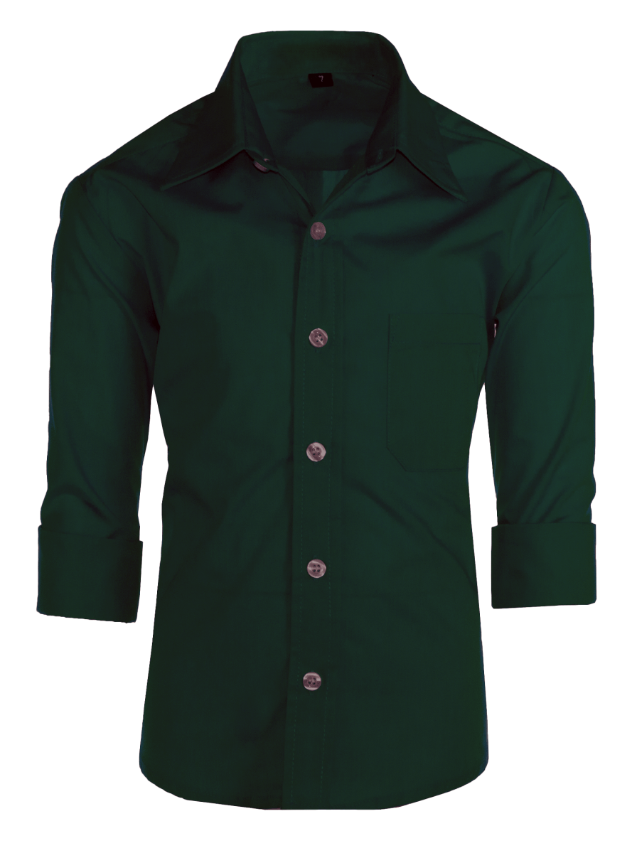 Boys Slim Fit Long Sleeve Dress Shirt – Button - Front, Chest Pocket, Adjustable Cuffs, Available in 10 Colors, Sizes 2 - 18 - Tuxgear