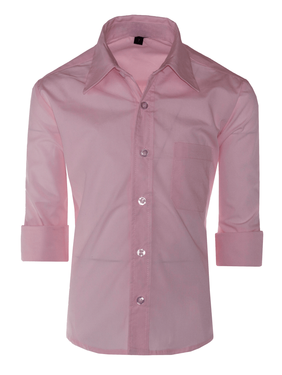 Boys Slim Fit Long Sleeve Dress Shirt – Button - Front, Chest Pocket, Adjustable Cuffs, Available in 10 Colors, Sizes 2 - 18 - Tuxgear