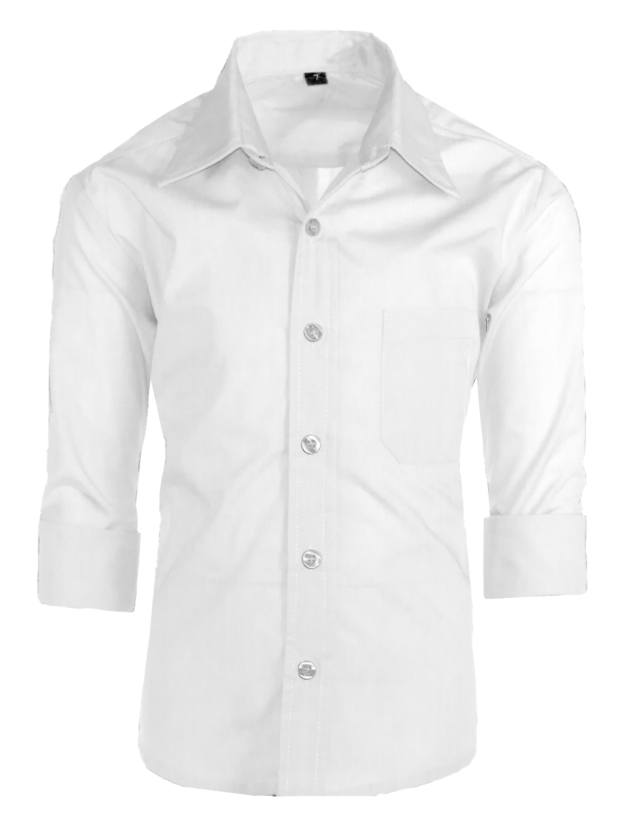 Boys Slim Fit Long Sleeve Dress Shirt – Button - Front, Chest Pocket, Adjustable Cuffs, Available in 10 Colors, Sizes 2 - 18 - Tuxgear