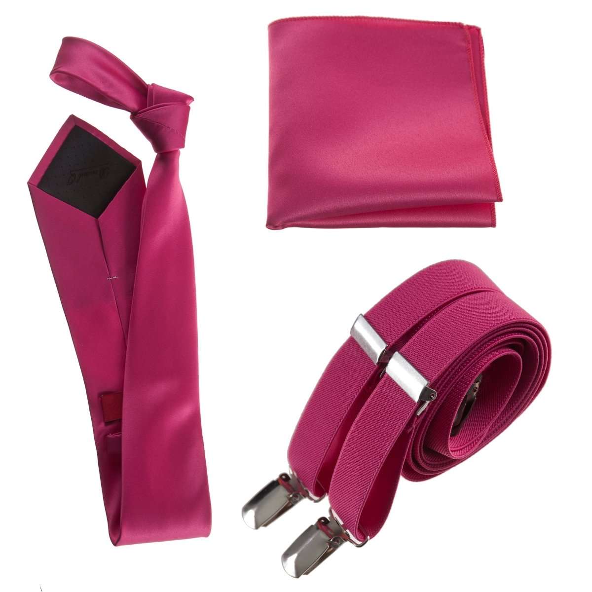 Classic Windsor Self Tie Necktie Suspenders and Pocket Square - Tuxgear