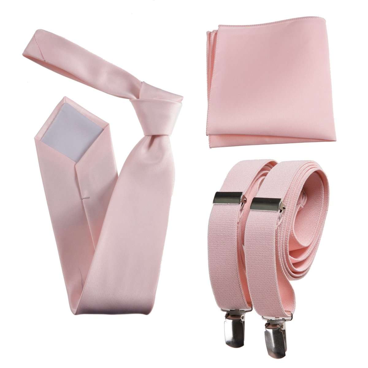 Classic Windsor Self Tie Necktie Suspenders and Pocket Square - Tuxgear