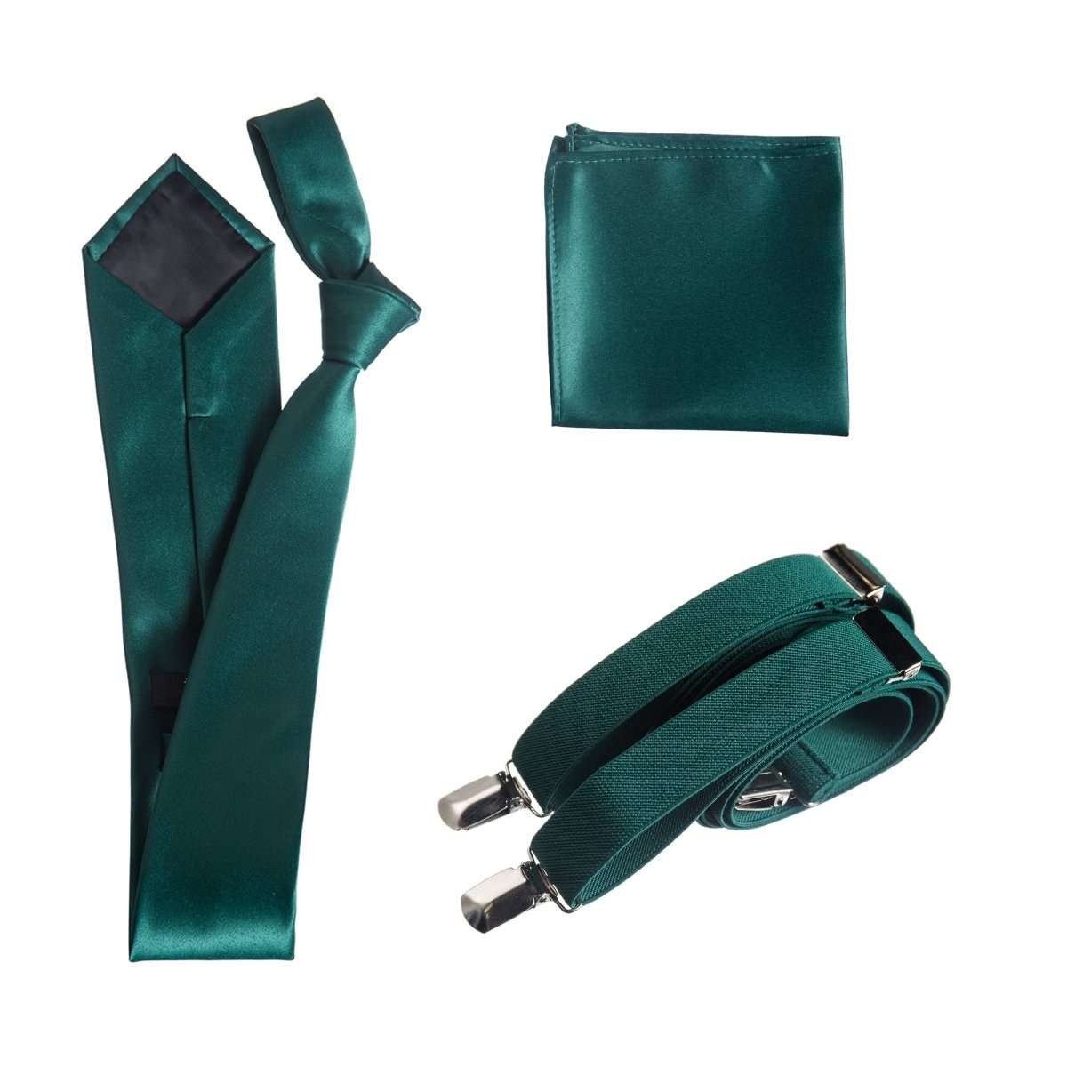 Classic Windsor Self Tie Necktie Suspenders and Pocket Square - Tuxgear