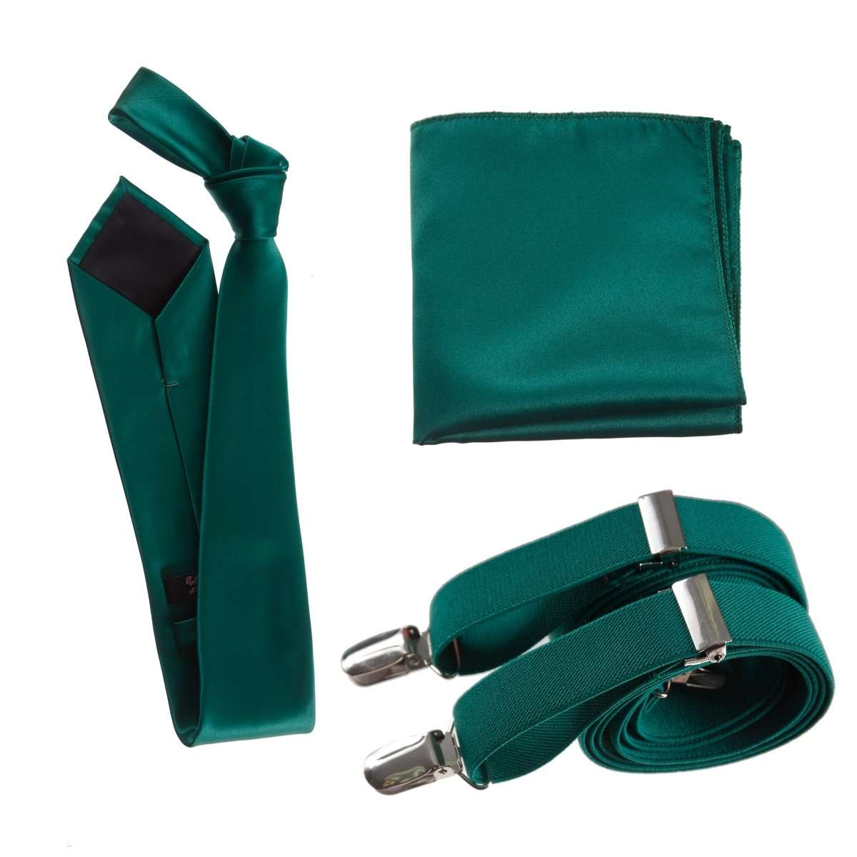 Classic Windsor Self Tie Necktie Suspenders and Pocket Square - Tuxgear