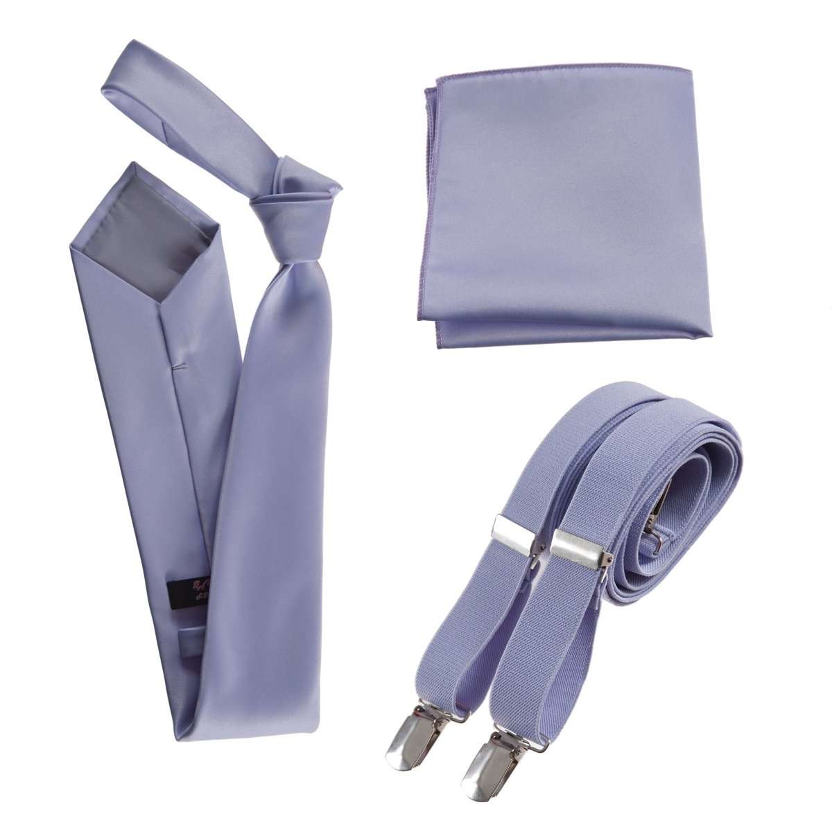 Classic Windsor Self Tie Necktie Suspenders and Pocket Square - Tuxgear