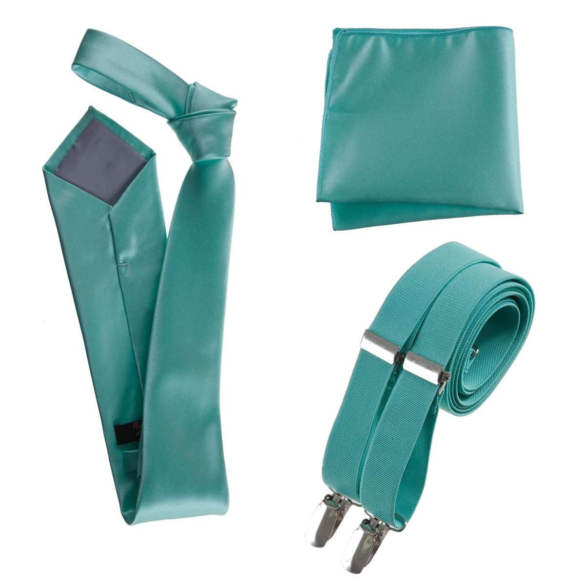 Classic Windsor Self Tie Necktie Suspenders and Pocket Square - Tuxgear