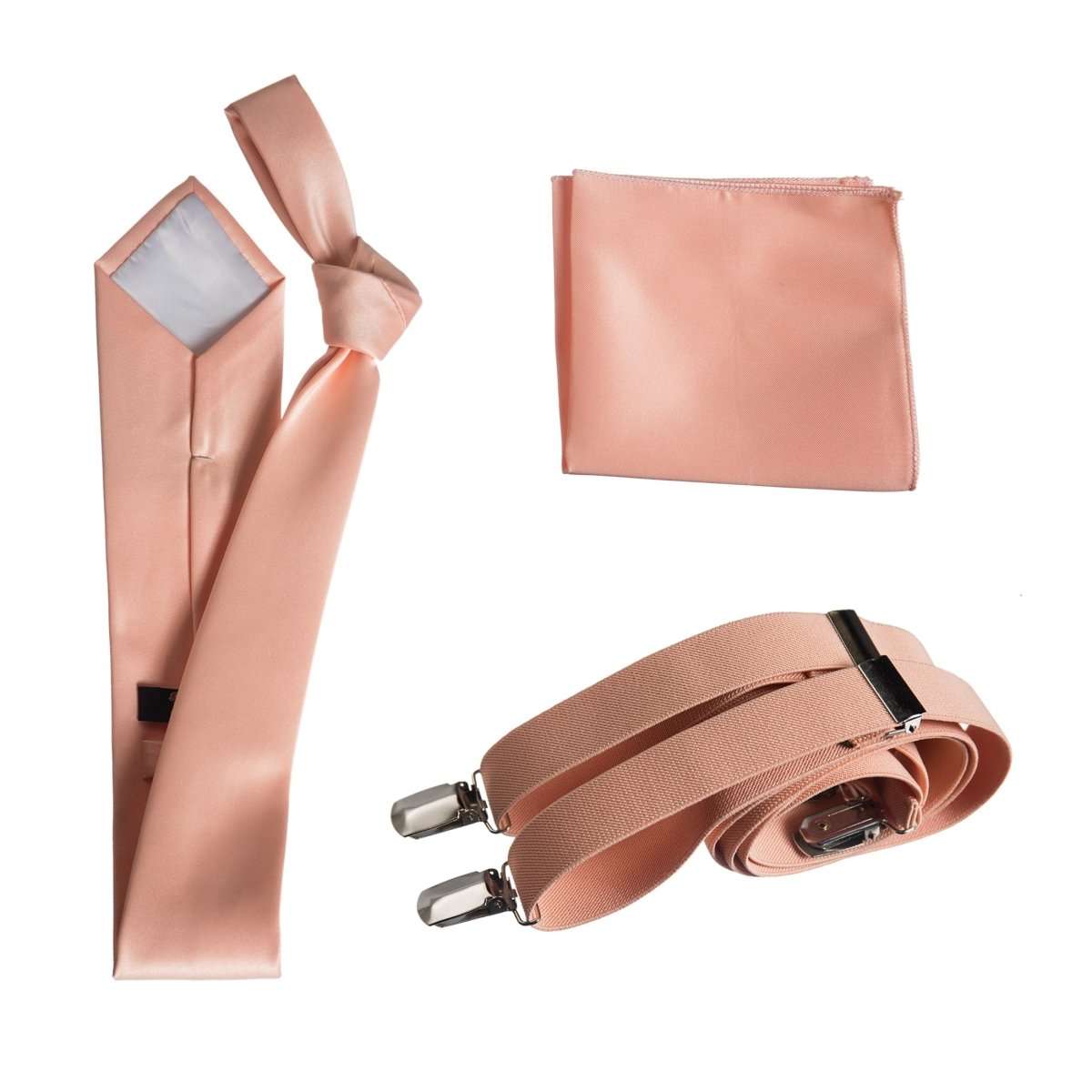 Classic Windsor Self Tie Necktie Suspenders and Pocket Square - Tuxgear