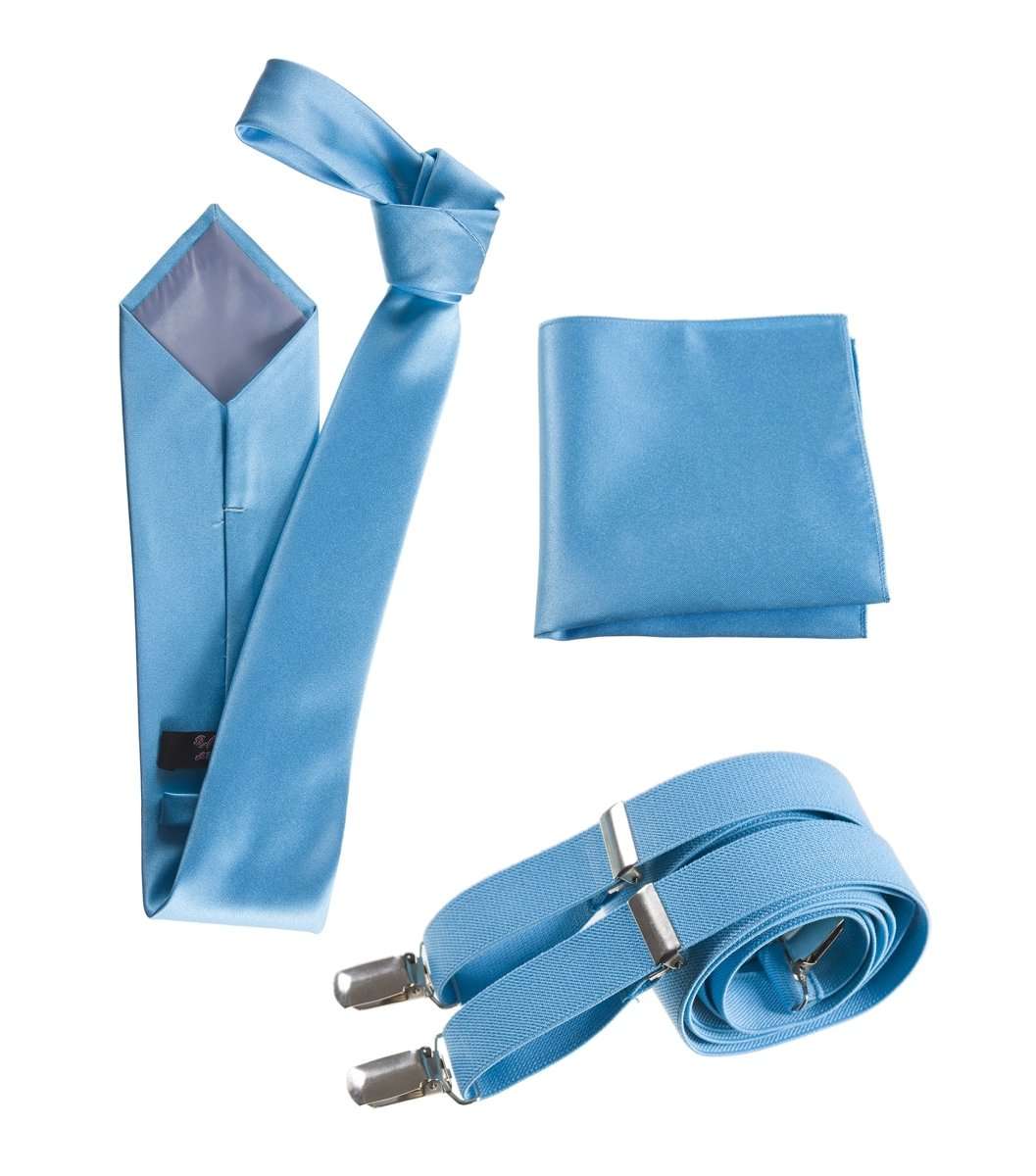 Classic Windsor Self Tie Necktie Suspenders and Pocket Square - Tuxgear