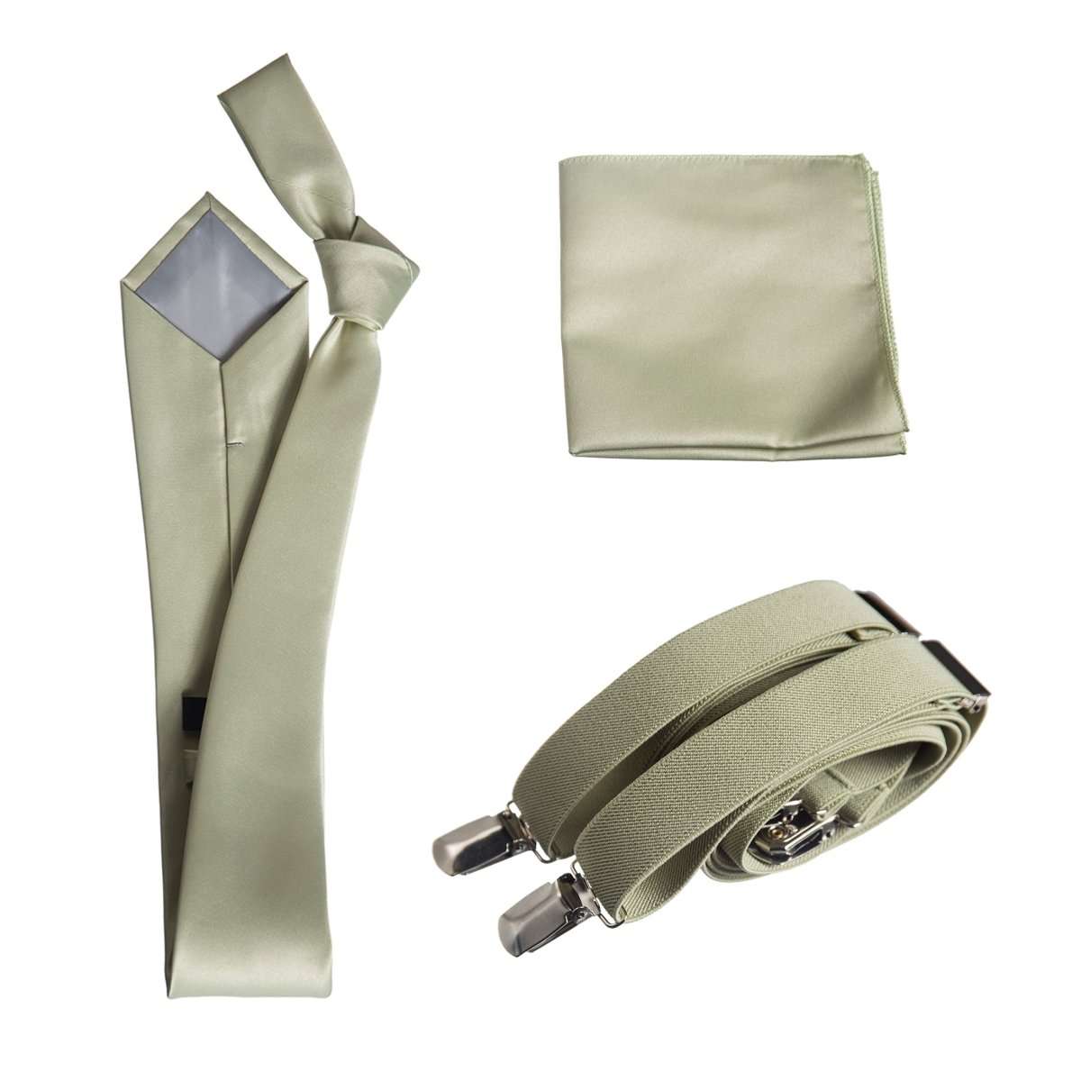 Classic Windsor Self Tie Necktie Suspenders and Pocket Square - Tuxgear