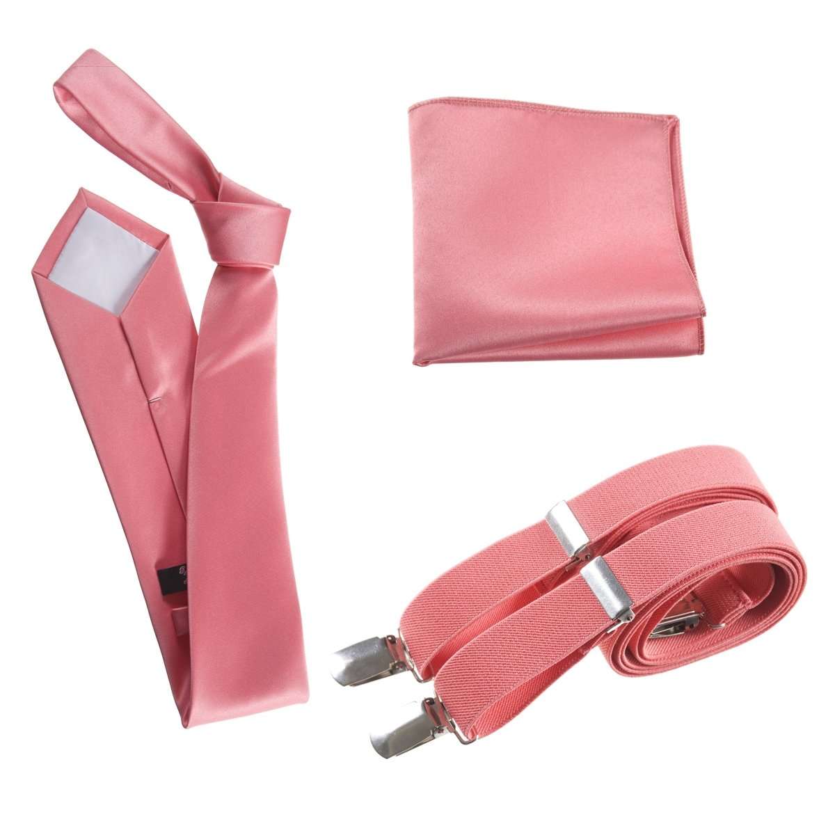 Classic Windsor Self Tie Necktie Suspenders and Pocket Square - Tuxgear