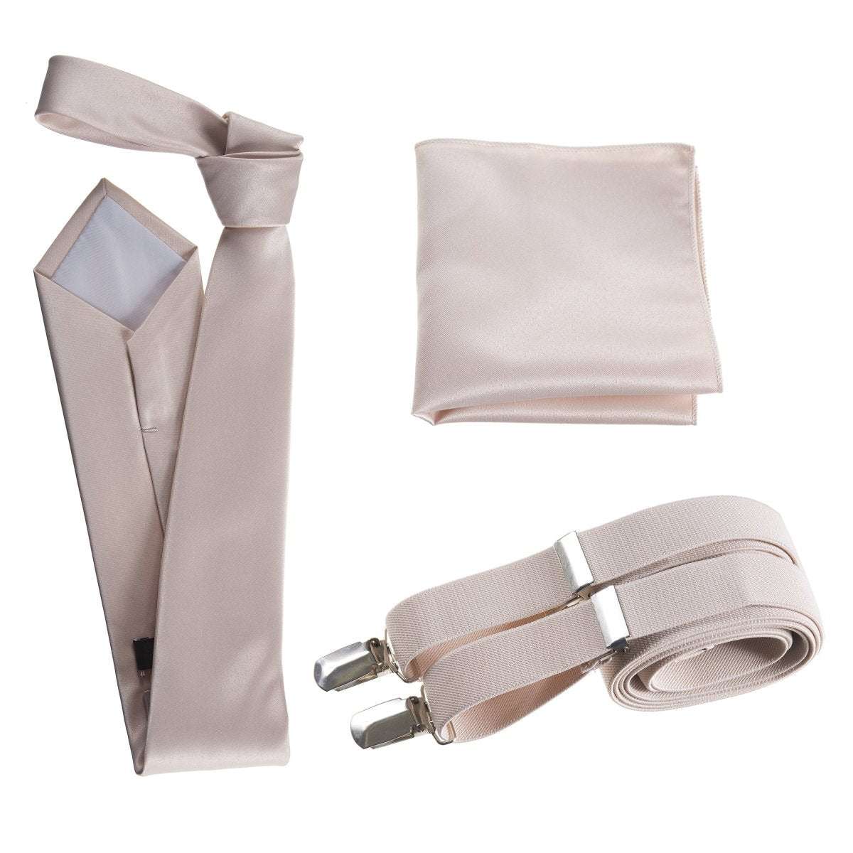 Classic Windsor Self Tie Necktie Suspenders and Pocket Square - Tuxgear