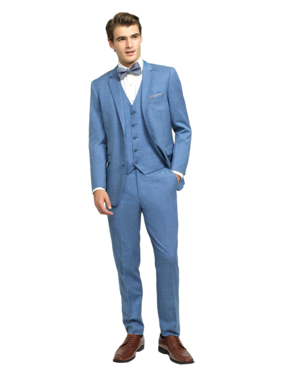 "The Brunswick" Men's Slim Fit Cornflower 3 Piece Suit
