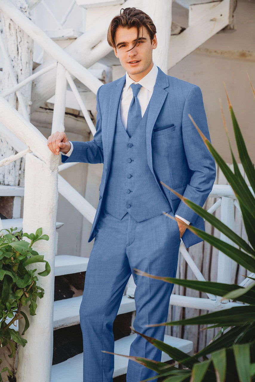 "The Brunswick" Men's Slim Fit Cornflower 3 Piece Suit