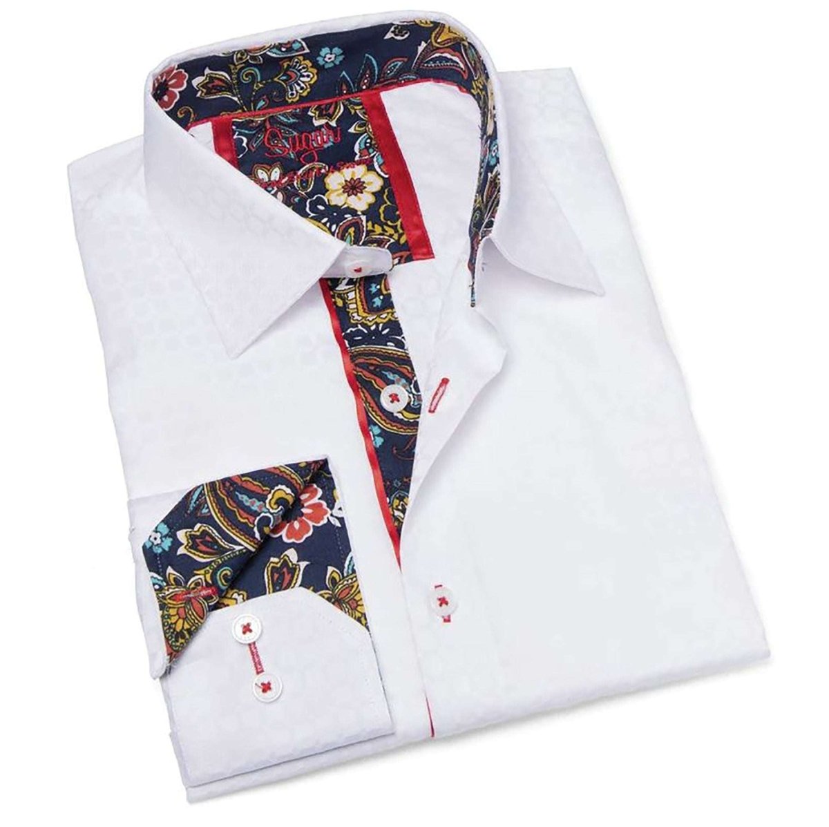 Men's White Patterned Dress Shirt - Tuxgear