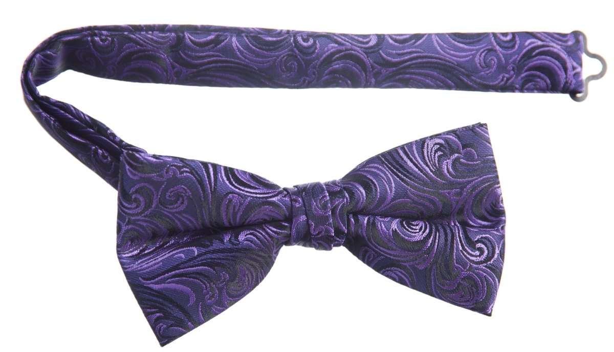 Pre - tied Adjustable Bow Tie of Satin Paisley Jacquard - Tuxgear