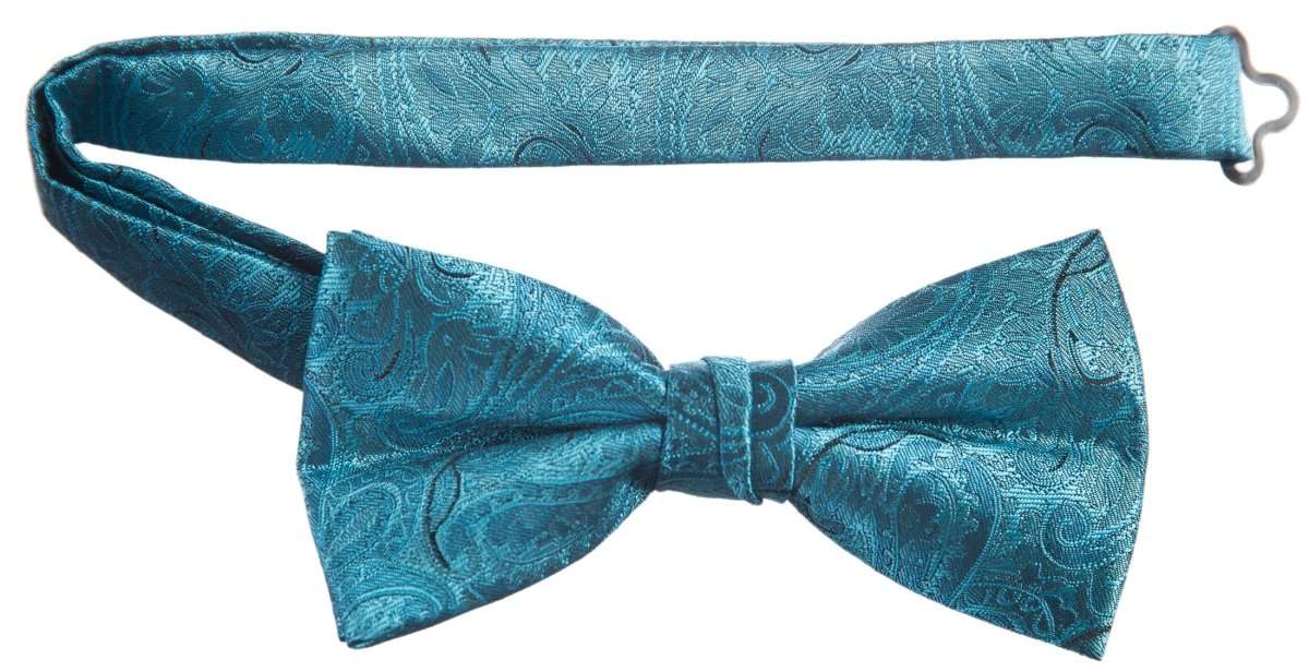 Pre - tied Adjustable Bow Tie of Satin Paisley Jacquard - Tuxgear