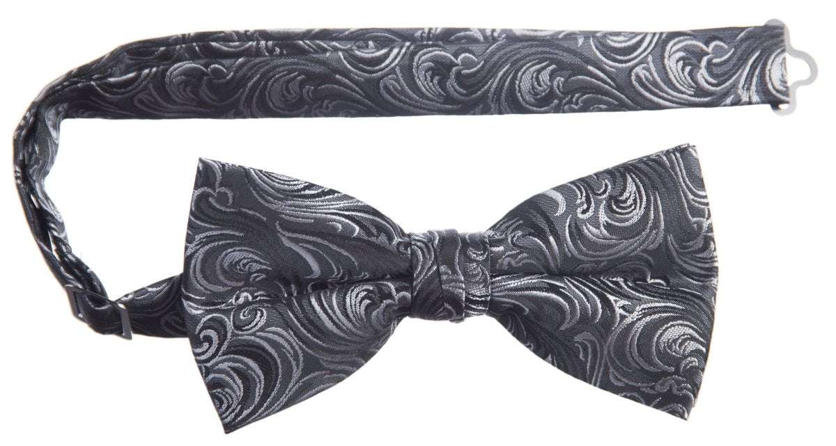 Pre - tied Adjustable Bow Tie of Satin Paisley Jacquard - Tuxgear