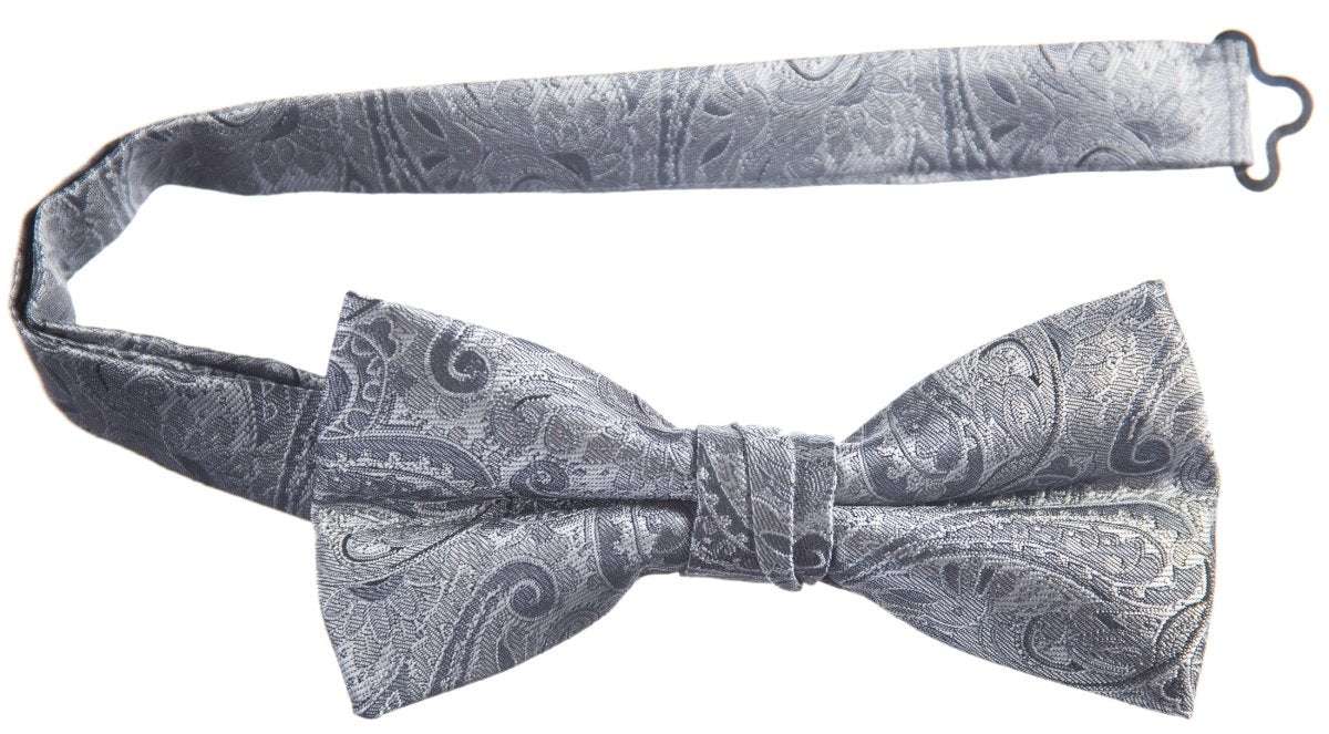 Pre - tied Adjustable Bow Tie of Satin Paisley Jacquard - Tuxgear