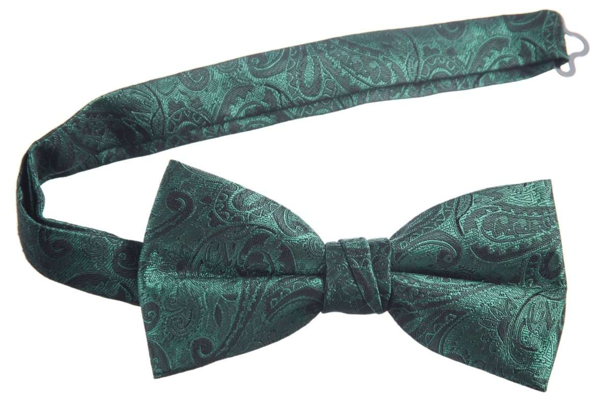 Pre - tied Adjustable Bow Tie of Satin Paisley Jacquard - Tuxgear